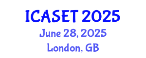 International Conference on Applied Science, Engineering and Technology (ICASET) June 28, 2025 - London, United Kingdom
