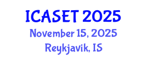 International Conference on Applied Science, Engineering and Technology (ICASET) November 15, 2025 - Reykjavik, Iceland