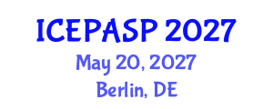 International Conference on Applied Social and Educational Psychology (ICEPASP) May 20, 2027 - Berlin, Germany International Conference on Applied Social and Educational Psychology (ICEPASP) May 20, 2027 - Berlin, Germany
