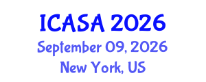 International Conference on Applied Statistics and Analysis (ICASA) September 09, 2026 - New York, United States International Conference on Applied Statistics and Analysis (ICASA) September 09, 2026 - New York, United States