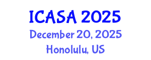 International Conference on Applied Statistics and Analytics (ICASA) December 20, 2025 - Honolulu, United States