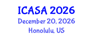International Conference on Applied Statistics and Analytics (ICASA) December 20, 2026 - Honolulu, United States International Conference on Applied Statistics and Analytics (ICASA) December 20, 2026 - Honolulu, United States