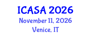 International Conference on Applied Statistics and Analytics (ICASA) November 11, 2026 - Venice, Italy