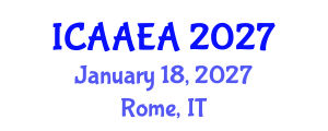 International Conference on Archaeological Anthropology, Excavation and Analysis (ICAAEA) January 18, 2027 - Rome, Italy International Conference on Archaeological Anthropology, Excavation and Analysis (ICAAEA) January 18, 2027 - Rome, Italy