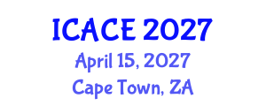 International Conference on Architectural and Civil Engineering (ICACE) April 15, 2027 - Cape Town, South Africa International Conference on Architectural and Civil Engineering (ICACE) April 15, 2027 - Cape Town, South Africa
