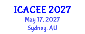International Conference on Architectural, Civil and Environmental Engineering (ICACEE) May 17, 2027 - Sydney, Australia International Conference on Architectural, Civil and Environmental Engineering (ICACEE) May 17, 2027 - Sydney, Australia