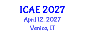 International Conference on Architecture Environment (ICAE) April 12, 2027 - Venice, Italy International Conference on Architecture Environment (ICAE) April 12, 2027 - Venice, Italy