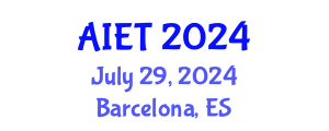 International Conference on Artificial Intelligence in Education Technology (AIET) July 29, 2024 - Barcelona, Spain