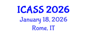 International Conference on Astronomy and Space Sciences (ICASS) January 18, 2026 - Rome, Italy