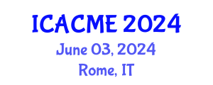 International Conference on Automatic Control and Mechatronic Engineering (ICACME) June 03, 2024 - Rome, Italy
