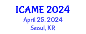 International Conference on Automation and Mechatronics Engineering (ICAME) April 25, 2024 - Seoul, Republic of Korea