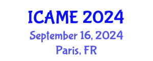 International Conference on Automotive and Mechanical Engineering (ICAME) September 16, 2024 - Paris, France