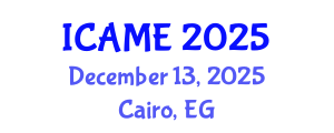 International Conference on Automotive and Mechanical Engineering (ICAME) December 13, 2025 - Cairo, Egypt