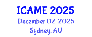 International Conference on Automotive and Mechanical Engineering (ICAME) December 02, 2025 - Sydney, Australia