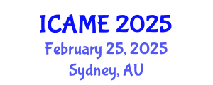 International Conference on Automotive and Mechanical Engineering (ICAME) February 25, 2025 - Sydney, Australia