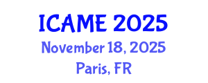 International Conference on Automotive and Mechanical Engineering (ICAME) November 18, 2025 - Paris, France