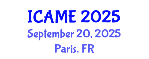 International Conference on Automotive and Mechanical Engineering (ICAME) September 20, 2025 - Paris, France