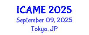 International Conference on Automotive and Mechanical Engineering (ICAME) September 09, 2025 - Tokyo, Japan