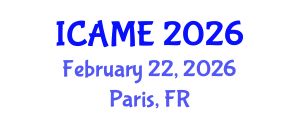 International Conference on Automotive and Mechanical Engineering (ICAME) February 22, 2026 - Paris, France