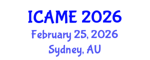 International Conference on Automotive and Mechanical Engineering (ICAME) February 25, 2026 - Sydney, Australia