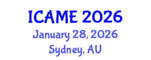 International Conference on Automotive and Mechanical Engineering (ICAME) January 28, 2026 - Sydney, Australia