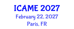 International Conference on Automotive and Mechanical Engineering (ICAME) February 22, 2027 - Paris, France
