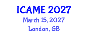 International Conference on Automotive and Mechanical Engineering (ICAME) March 15, 2027 - London, United Kingdom