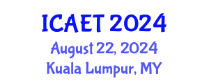 International Conference on Aviation Engineering and Technology (ICAET) August 22, 2024 - Kuala Lumpur, Malaysia