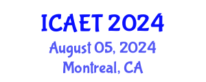 International Conference on Aviation Engineering and Technology (ICAET) August 05, 2024 - Montreal, Canada