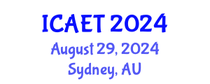 International Conference on Aviation Engineering and Technology (ICAET) August 29, 2024 - Sydney, Australia