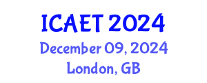 International Conference on Aviation Engineering and Technology (ICAET) December 09, 2024 - London, United Kingdom