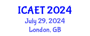 International Conference on Aviation Engineering and Technology (ICAET) July 29, 2024 - London, United Kingdom
