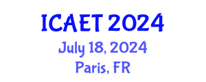 International Conference on Aviation Engineering and Technology (ICAET) July 18, 2024 - Paris, France