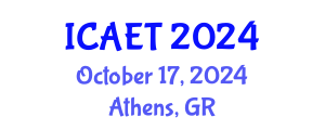 International Conference on Aviation Engineering and Technology (ICAET) October 17, 2024 - Athens, Greece