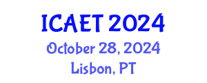 International Conference on Aviation Engineering and Technology (ICAET) October 28, 2024 - Lisbon, Portugal
