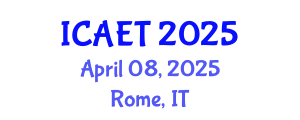 International Conference on Aviation Engineering and Technology (ICAET) April 08, 2025 - Rome, Italy