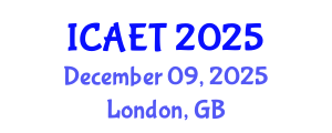 International Conference on Aviation Engineering and Technology (ICAET) December 09, 2025 - London, United Kingdom