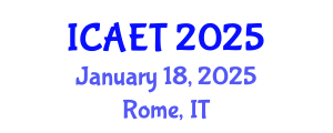 International Conference on Aviation Engineering and Technology (ICAET) January 18, 2025 - Rome, Italy