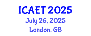 International Conference on Aviation Engineering and Technology (ICAET) July 26, 2025 - London, United Kingdom