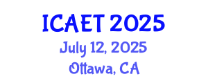 International Conference on Aviation Engineering and Technology (ICAET) July 12, 2025 - Ottawa, Canada