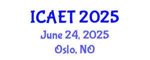 International Conference on Aviation Engineering and Technology (ICAET) June 24, 2025 - Oslo, Norway