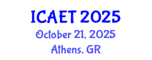 International Conference on Aviation Engineering and Technology (ICAET) October 21, 2025 - Athens, Greece