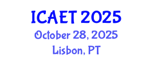 International Conference on Aviation Engineering and Technology (ICAET) October 28, 2025 - Lisbon, Portugal