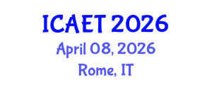 International Conference on Aviation Engineering and Technology (ICAET) April 08, 2026 - Rome, Italy