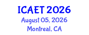 International Conference on Aviation Engineering and Technology (ICAET) August 05, 2026 - Montreal, Canada