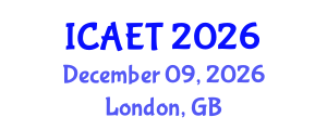 International Conference on Aviation Engineering and Technology (ICAET) December 09, 2026 - London, United Kingdom International Conference on Aviation Engineering and Technology (ICAET) December 09, 2026 - London, United Kingdom