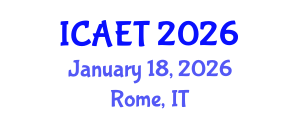 International Conference on Aviation Engineering and Technology (ICAET) January 18, 2026 - Rome, Italy