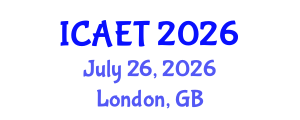 International Conference on Aviation Engineering and Technology (ICAET) July 26, 2026 - London, United Kingdom