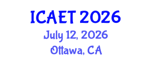 International Conference on Aviation Engineering and Technology (ICAET) July 12, 2026 - Ottawa, Canada