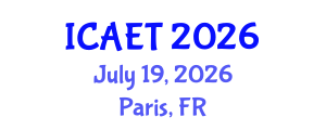 International Conference on Aviation Engineering and Technology (ICAET) July 19, 2026 - Paris, France